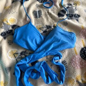 Blue Wrap Bikini Top